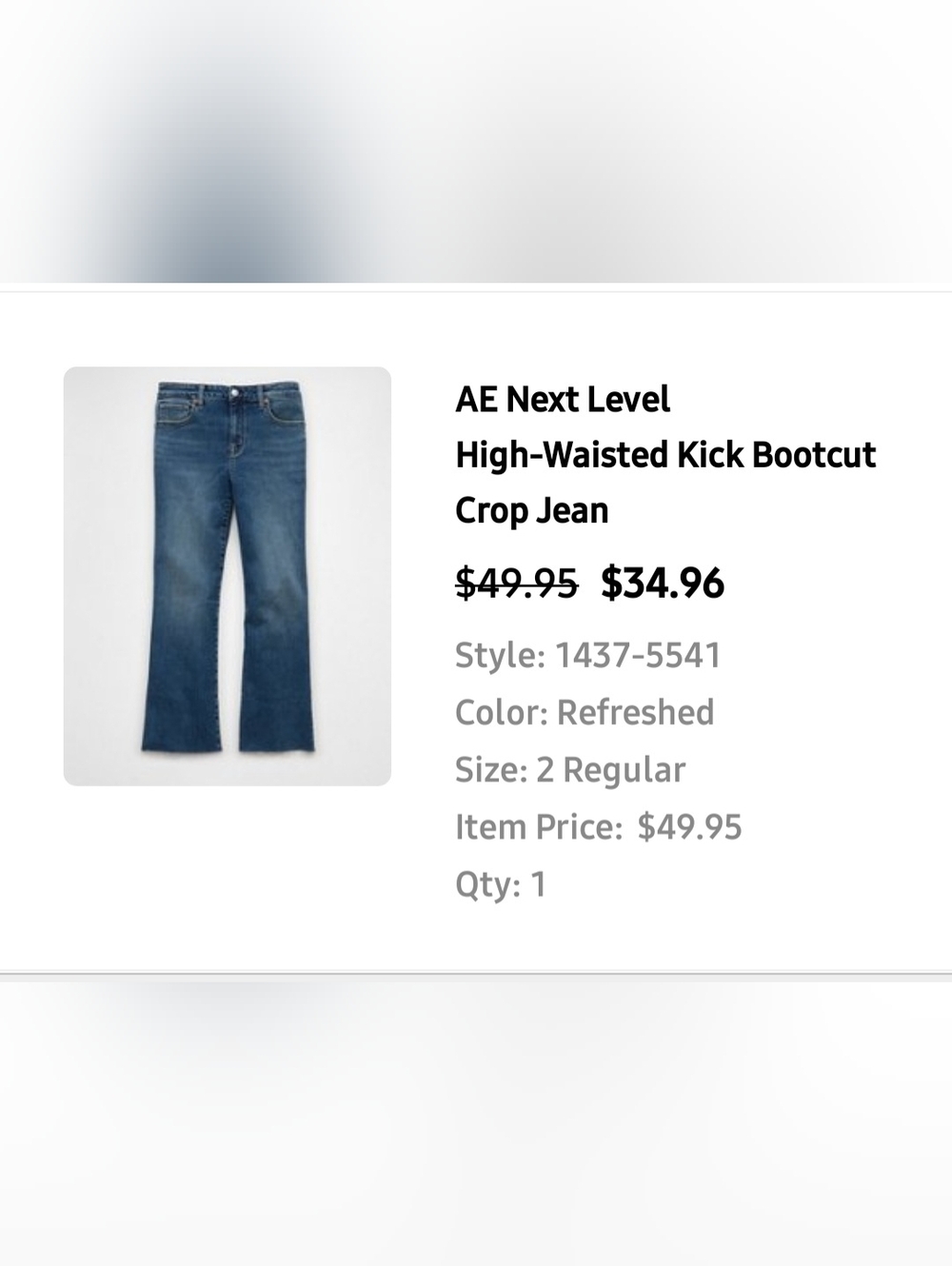 American Eagle Outfitters Women's Blue High-Waisted Kick Bootcut Crop Jeans